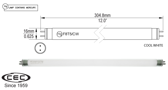 Miniature Bi-Pin Fluorescent Lamps, f8t5cw